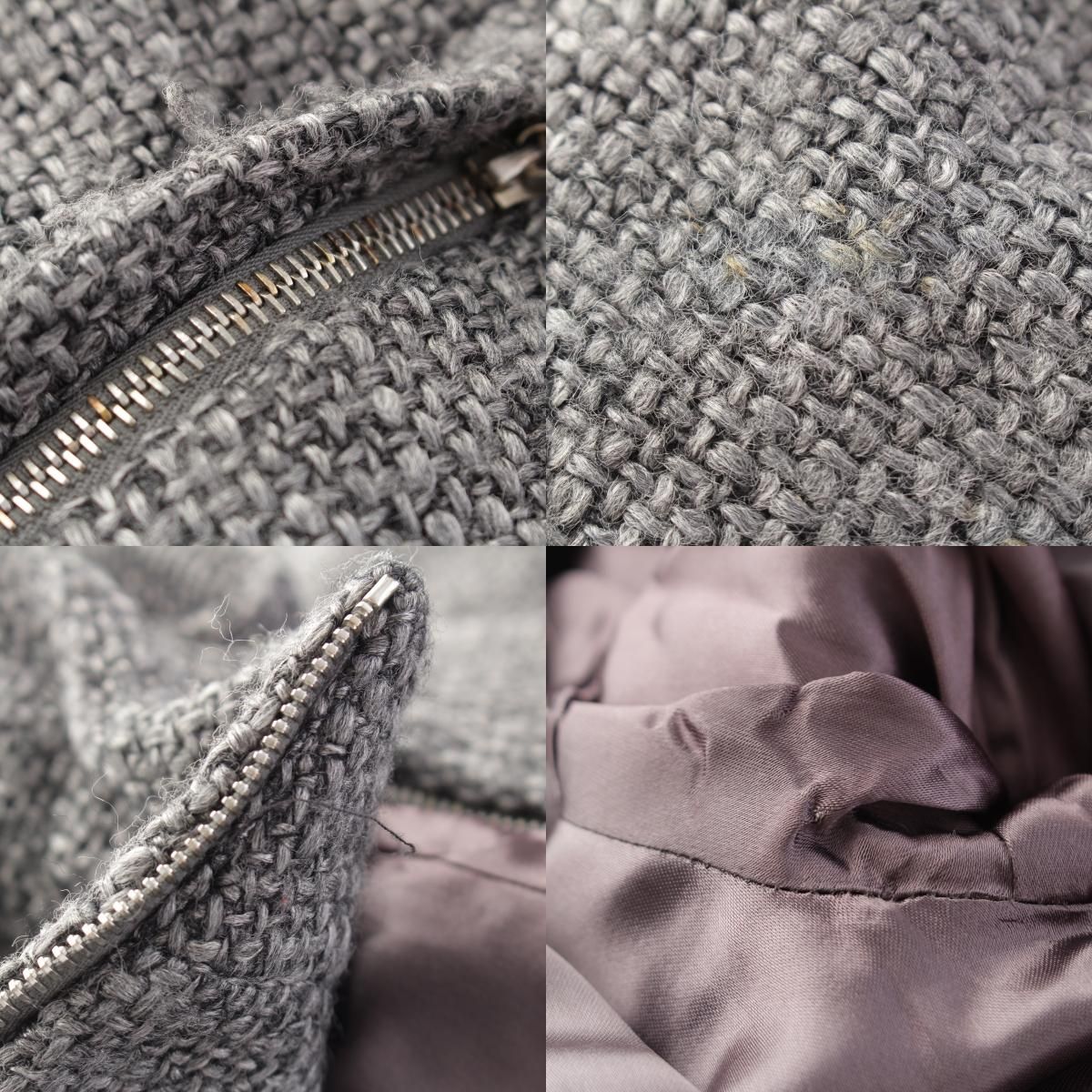 ミュウミュウ ウール ナイロン 1998 LOOK16 ニット ジップアップ ロング コート アウター グレー 44 GULLKHAN_COM