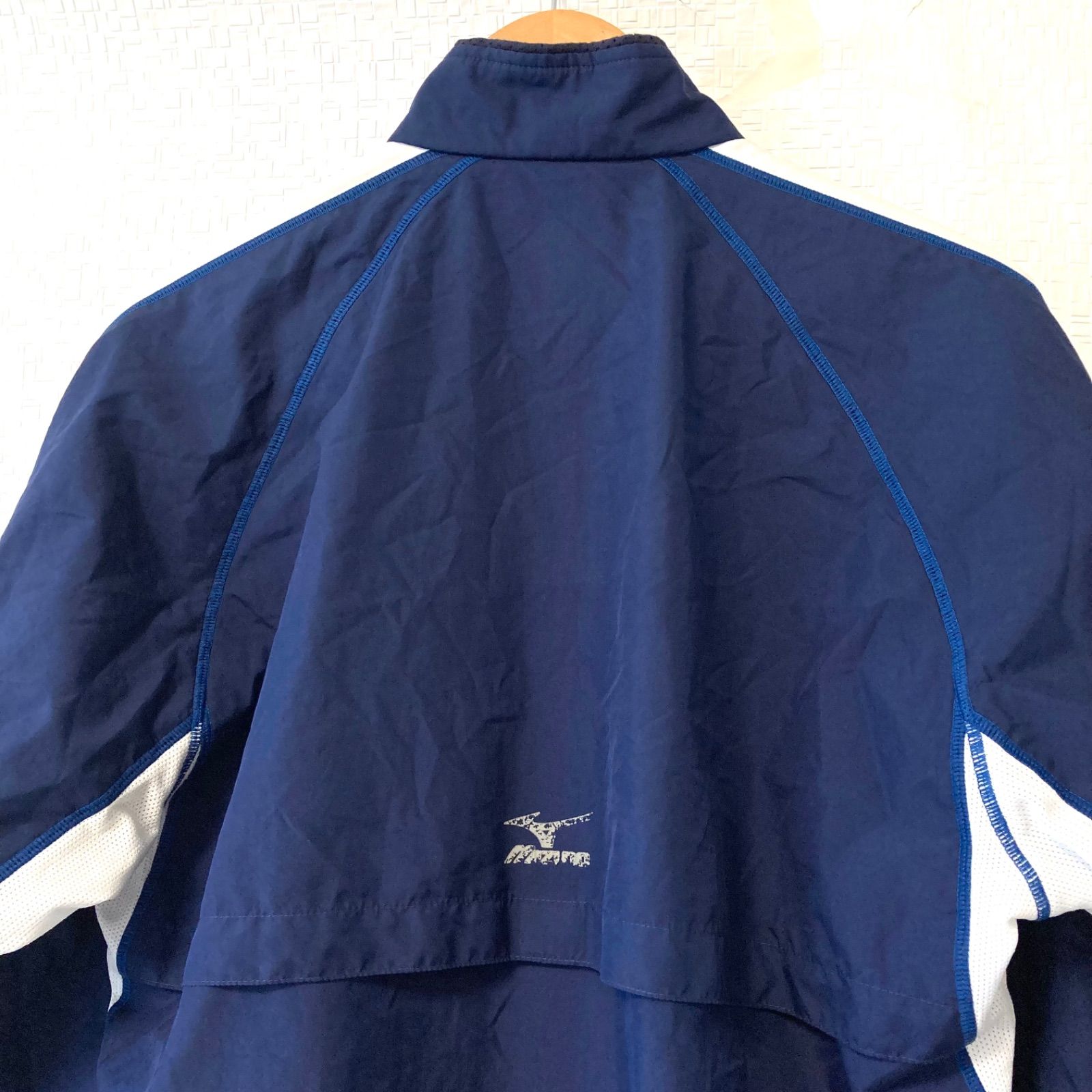 (^w^)b MIZUNO ミズノ ジップアップ ウインドブレーカー ジャケット 長袖 トレーニングウェア トップス トラック スポーツ 運動 ランニング 練習 ネイビー 紺色 メンズ 男性 サイズS
