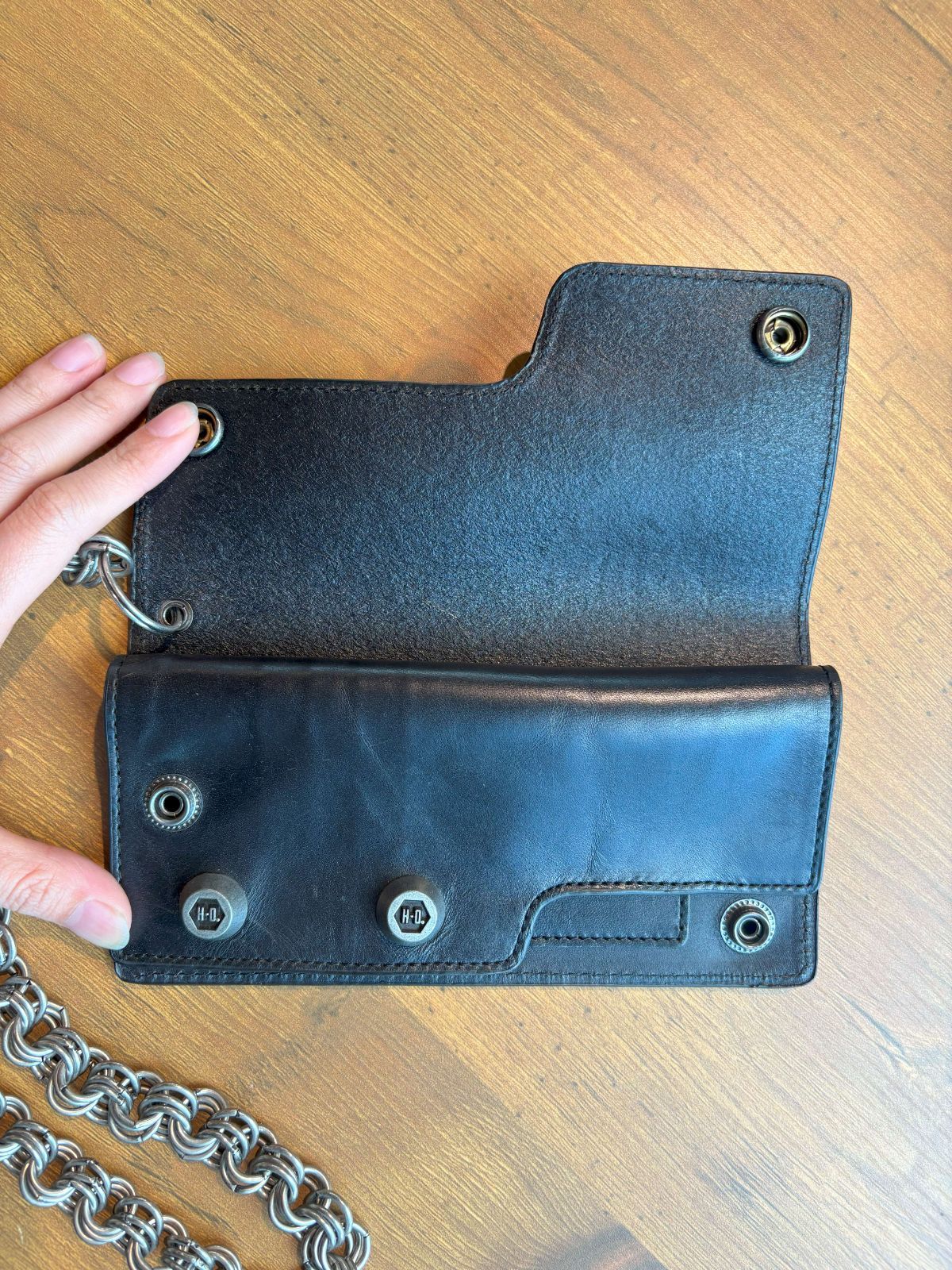 新品未使用　HARLEY DAVIDSON オールレザー　ウォレットチェーン財布 ハーレーダビッドソン 正規品 WALLET-BIKER CHSIN メンズ