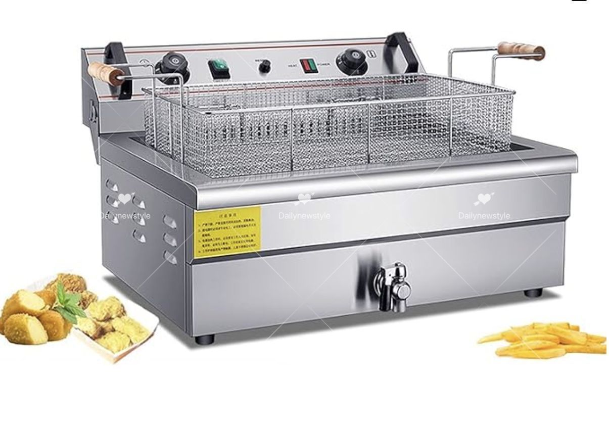 人気推薦◆ 59*52.5*39cm 20Lバスケットと蓋付きディープフライヤー 110V電気ディープフライヤー ステンレス鋼カウンタートップオイル