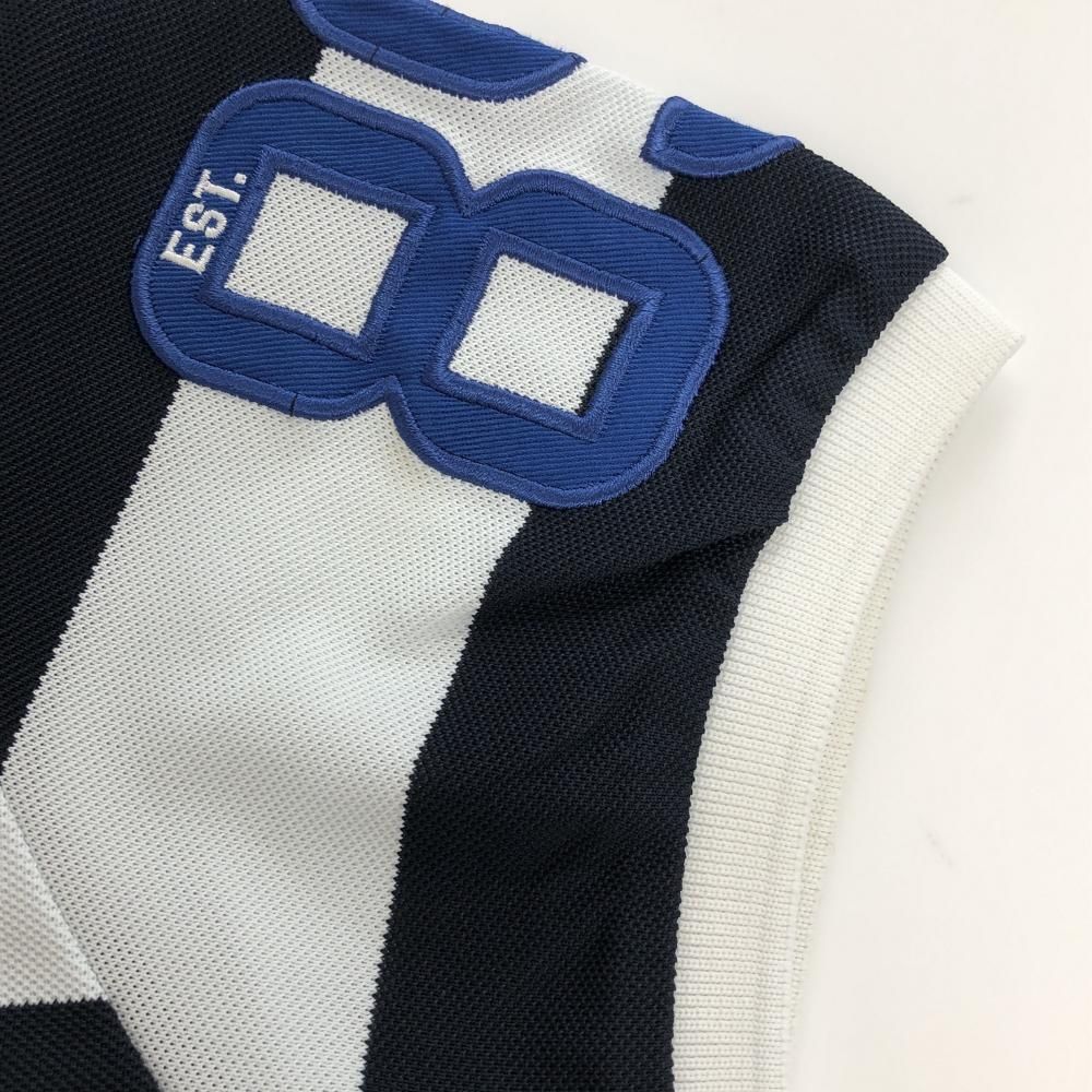 パーリーゲイツ 半袖ポロシャツ 白×ネイビー ボーダー レディース 1(M