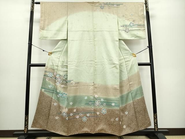 平和屋着物□訪問着 舞桜文 暈し染め 金彩 正絹 逸品 DAAQ7425ud
