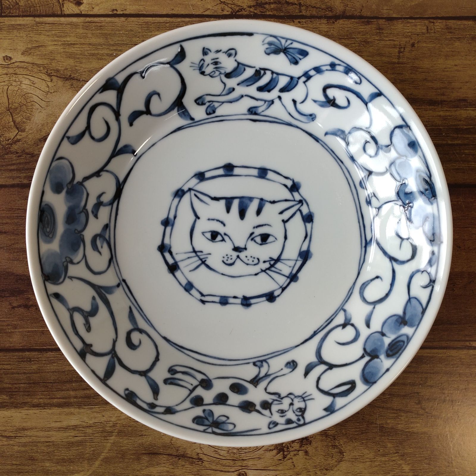 2枚】新品 日本製 美濃焼 ねこまるけ 猫 ねこ柄 深皿 カレー皿 パスタ 