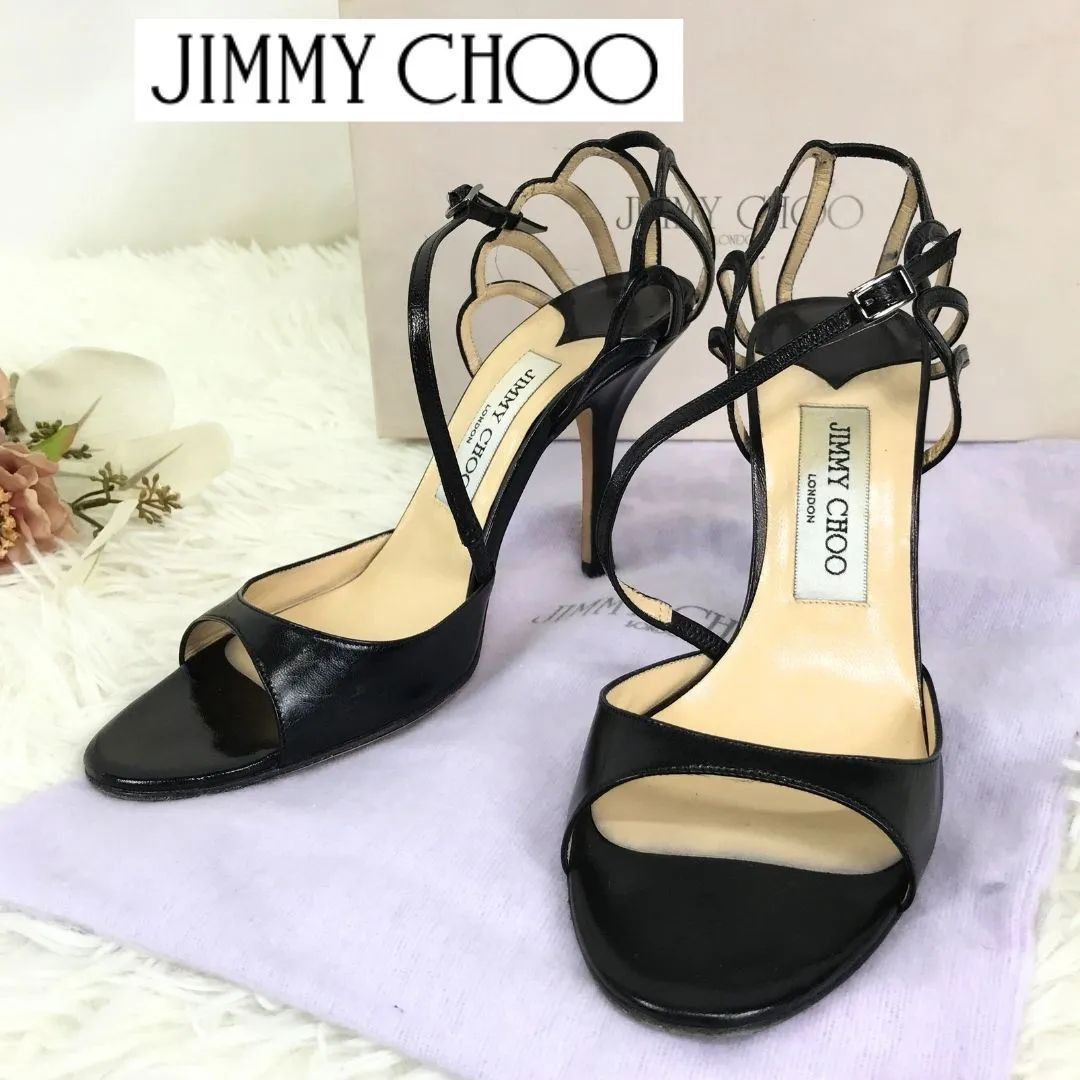 JIMMY CHOO ジミーチュウ サンダル パンプス 黒 ブラック サイズ表記36 1/2(23.5cm相当）箱あり - メルカリ