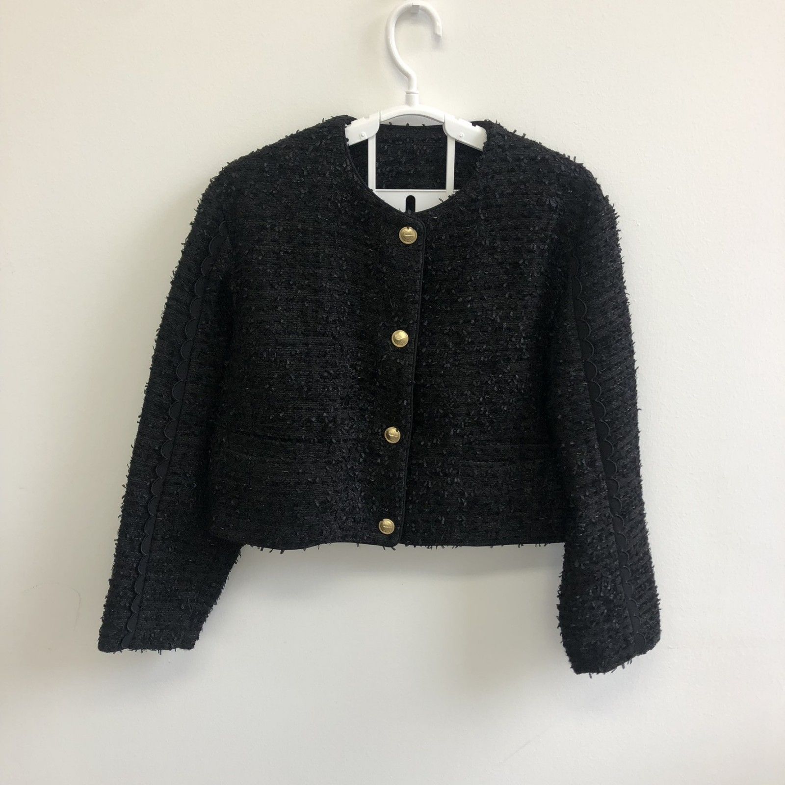 chesty ブラック ツイード ノーカラージャケット Chesty】チェスティ ノーカラージャケット ジャケット ツイード