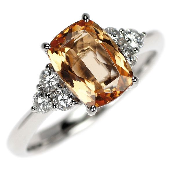 Pt900 インペリアルトパーズ ダイヤモンド リング 2.60ct D0