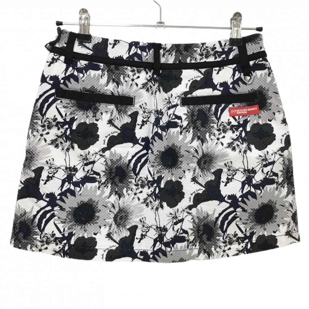 マスターバニー スカート 白×グレー 花柄 内側インナーパンツ