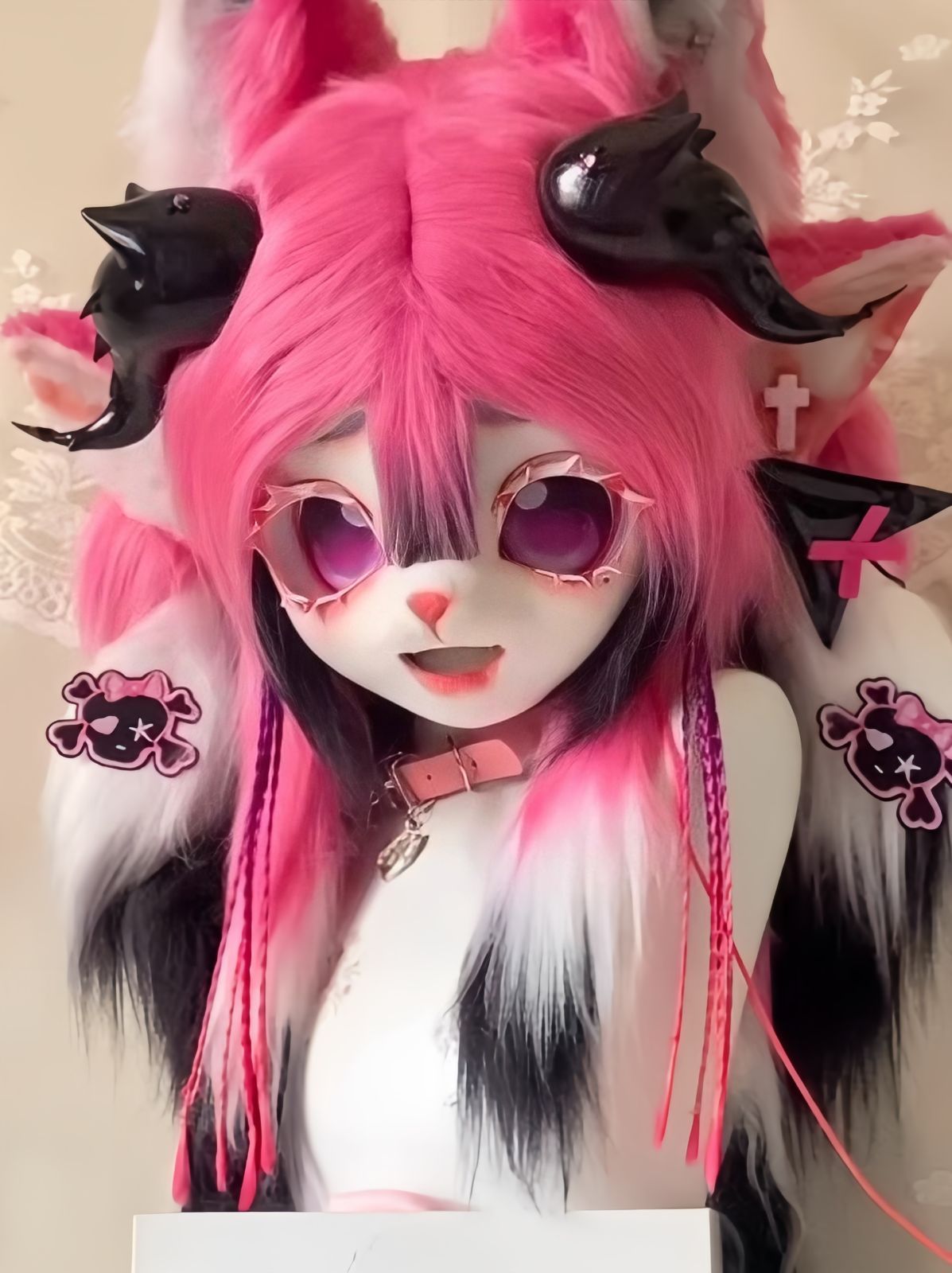 着ぐるみヘッド kigurumi NO.118 ドラゴン ピンク ファースーツ