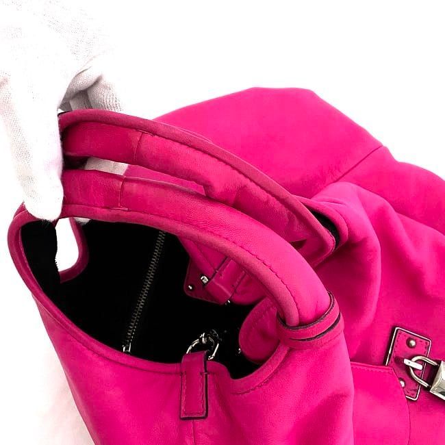 ロエベ ハンドバッグ カリエ ピンク シルバー ミニ トート レザー