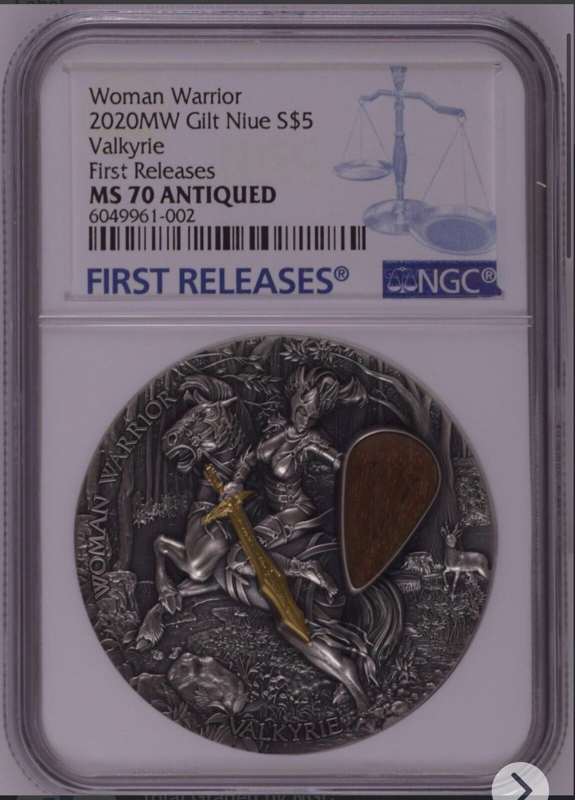 NGC MS70 VALKYRIE Woman Warri2Oz Silver Coin 5$ Niue 2020