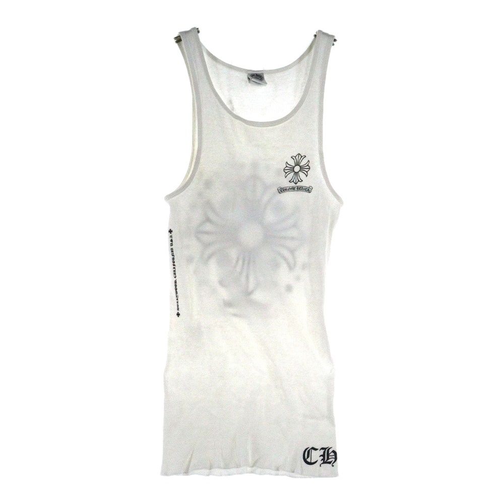 CHROME HEARTS クロムハーツ OLD TANK TOP CHロゴデザイン リブタンクトップ ノースリーブカットソー ホワイト