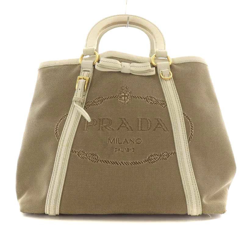 【PRADA】トートバッグ  ロゴジャガード　三角ロゴプレート　キャンバスサトーその他バッグ