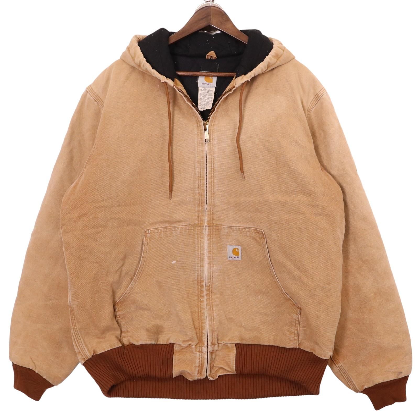 00年代 USA製 Carhartt カーハート アクティブジャケット ワークジャケット ベージュ (メンズ L) 中古 古着 A1157