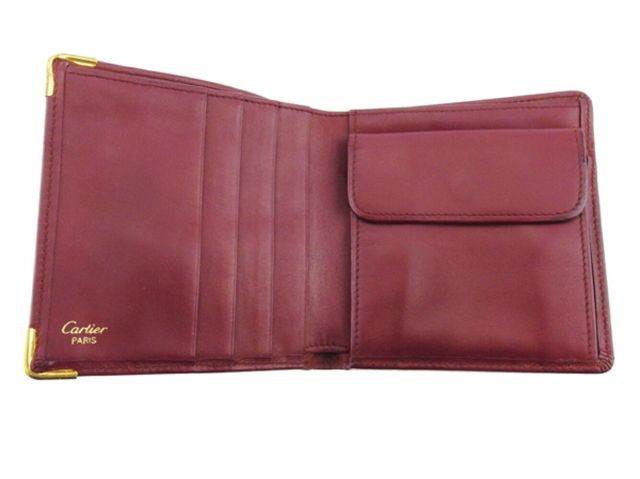 Cartier カルティエ マストライン 二つ折り財布 レッド レディース