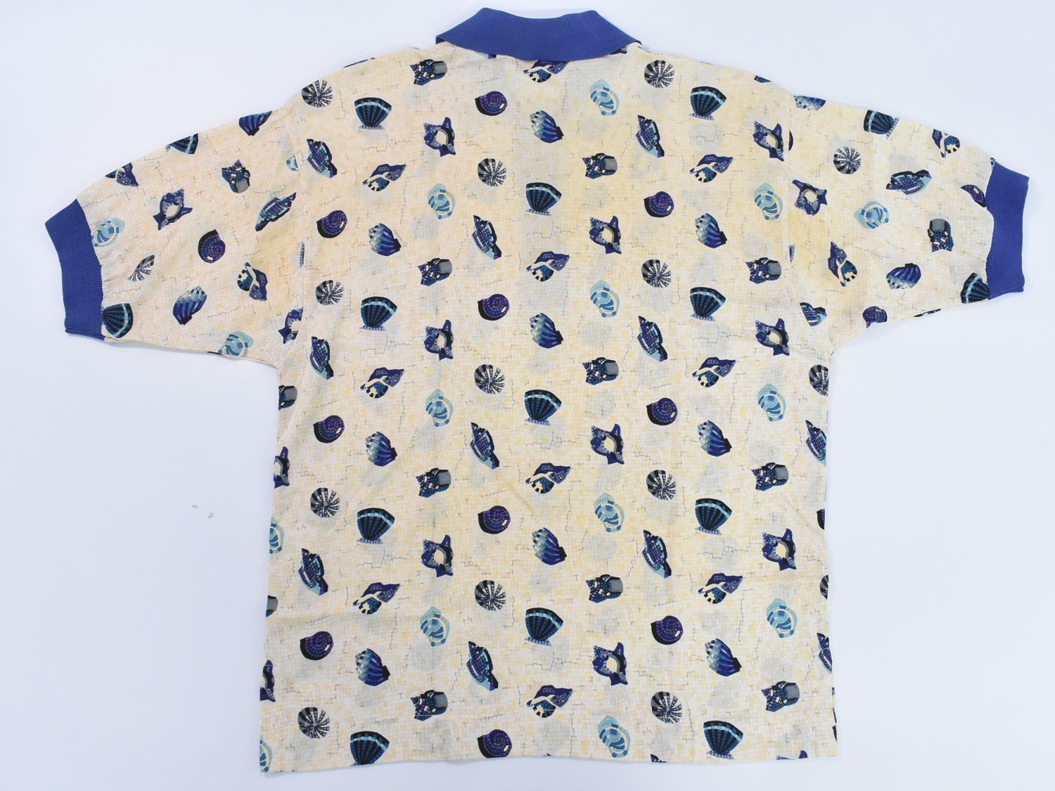 本物 エルメス HERMES 貝殻柄 ポロシャツ シャツ 半袖 トップス 40 コットン ベージュ ブルー メンズ 衣類 洋服 フォロー割