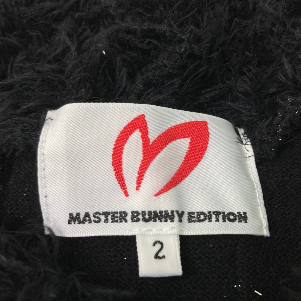 サイズ：2 MASTER BUNNY EDITION マスターバニーエディション 2023年モデル ボア付 ラメ 長袖ニットセーター ウール混  ブラック系 [240101425023] ゴルフウェア レディース ストスト サイズ：2 MASTER BUNNY EDITION マスターバニーエディション