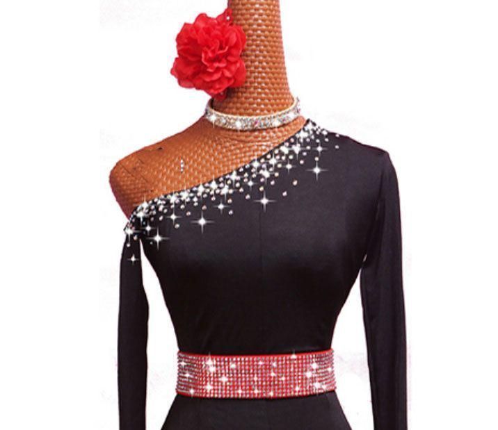 社交ダンス衣装 ベルト付 ラテンワンピースドレス オーダーメイド 社交