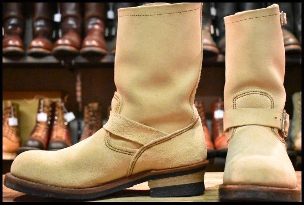8.5D 10年 レッドウィング 8268 スエード エンジニア ホーソーンアビレーンラフアウト ベージュ ブーツ redwing HOPESMORE FI464