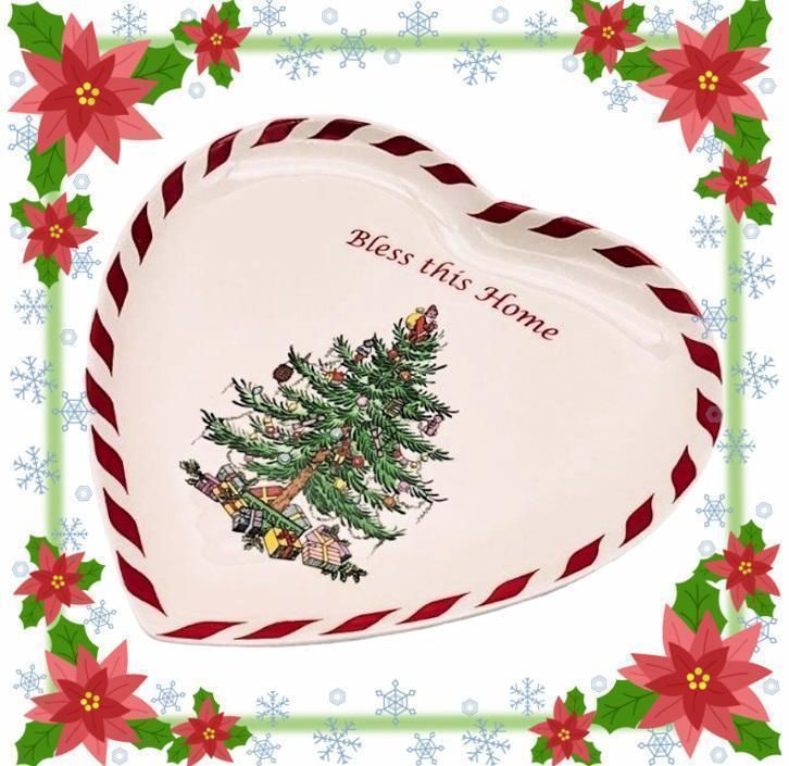 美品　可愛い　スポードSPODE　クリスマスツリー　ハートプレート　F1 美品 可愛い スポードSPODE クリスマスツリー ハートプレート