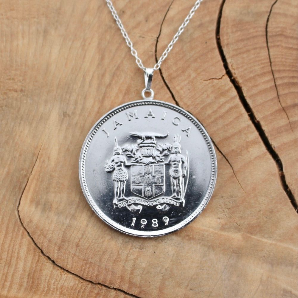ジャマイカ 25セント カット ペンダント ネックレス 外国 ジャマイカ 25セント カットコイン ペンダント ネックレス 外国