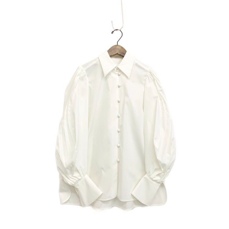 未使用品 Mame Kurogouchi マメクロゴウチ Curved Pleated Shirt カーブプリーツシャツ ブラウス ホワイト 1  MM22FW-SH041