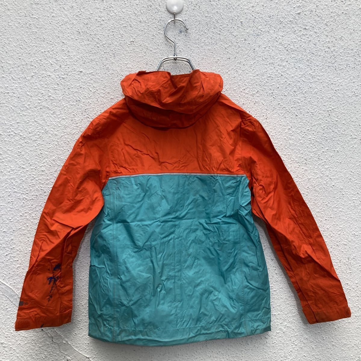patagonia マウンテンパーカー キッズ S オレンジ ターコイズ 