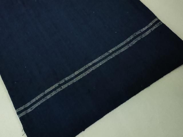 平和屋本店□極上 浦野理一 経節紬 九寸名古屋帯 濃藍色 逸品 未使用  