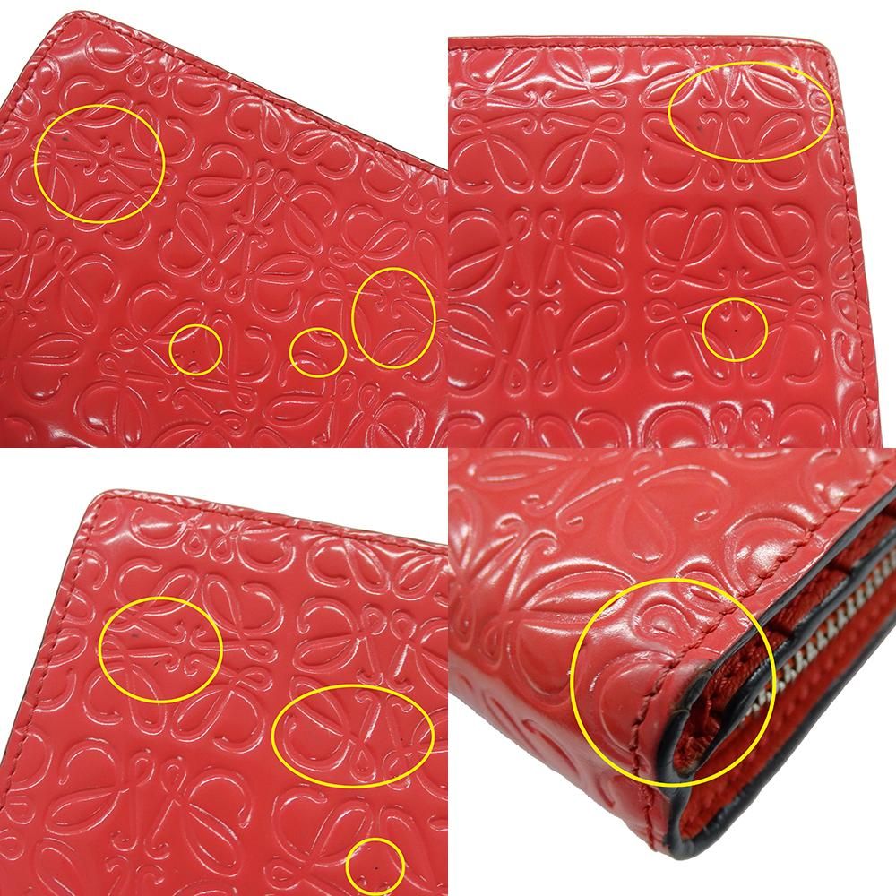 ロエベ LOEWE 折り財布 リピートアナグラム ロゴ レザー コンパクト 極美品】LOEWE ロエベ リザードレザー コンパクトウォレット 二