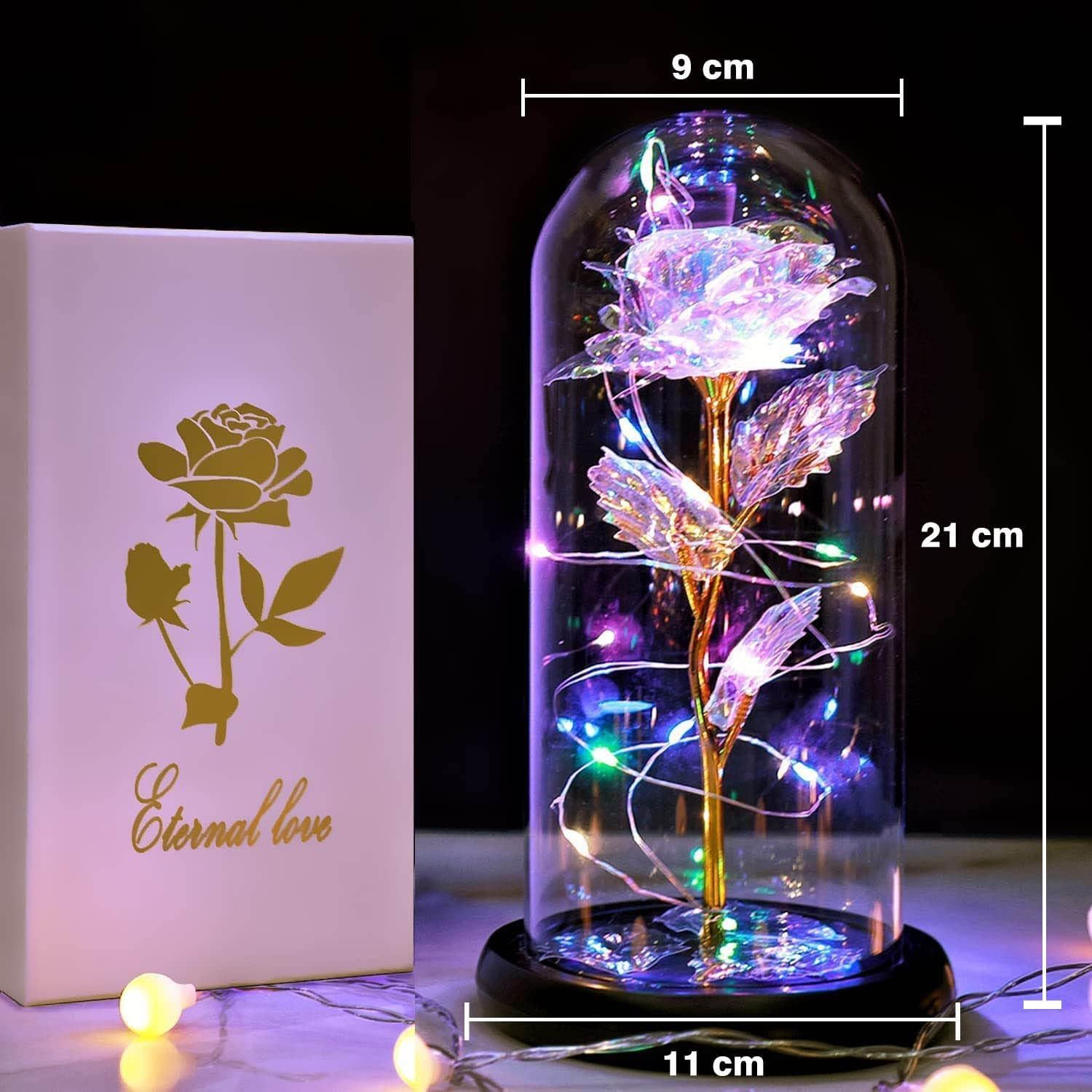 枯れない花 バラ造花 LEDライト 電池式 24Kゴールドローズ 薔薇 花束