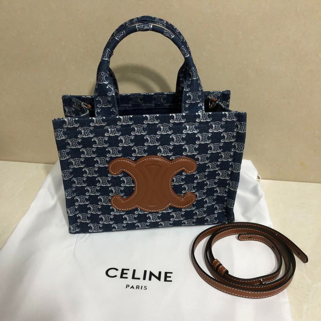 CELINE セリーヌ スモール カバ タイス トリオンフデニム＆カーフスキン ハンドバッグ ショルダーバッグ - メルカリ