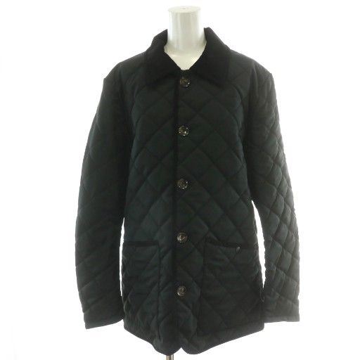 マカナ Lea Makana キルティング ジャケット コート アウター ブルゾン ミドル ハーフ 襟 コーデュロイ 総裏地 S 黒 ブラック |MP