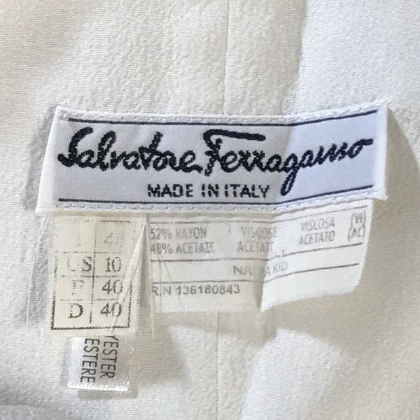 SALE>正規品イタリア製☆Salvatore Ferragamo/フェラガモ☆セットアップ/ジャケット&キャミワンピース【レディースM/白/ オフホワイト】◇XBF752 #BUZZBERG - メルカリ