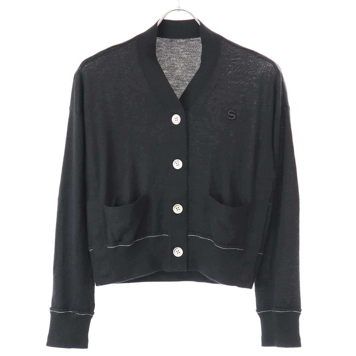sacai サカイ カーディガン ニット カシミヤ sacai - SACAI カーディガン 2 M グレー×ホワイト コットンカシミヤの
