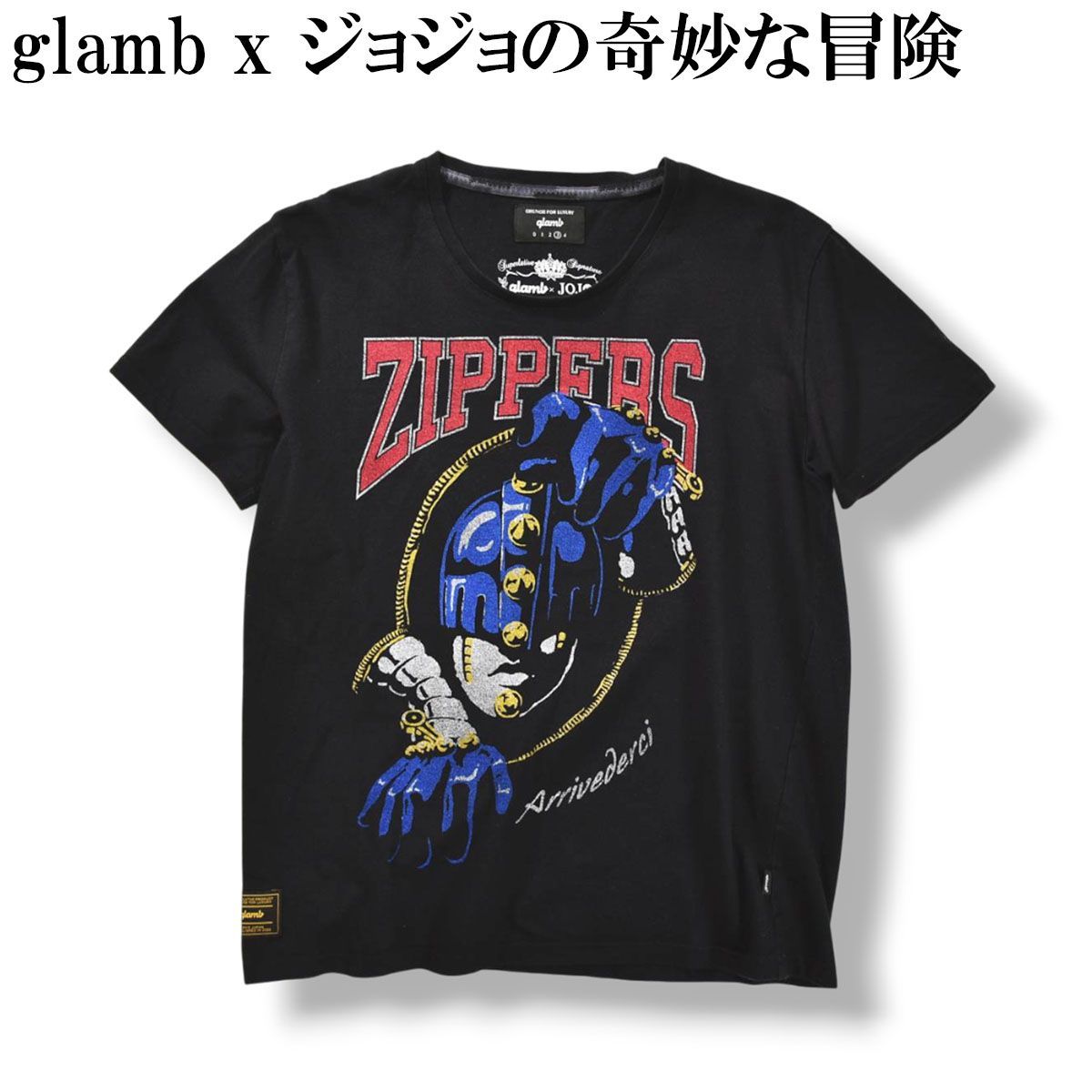 glamb × JOJO ZIPPERS ブチャラティ Tシャツ ブラック GB0119/JJ02 : Bruno Bucciarati T / ブローノ・ブチャラティT