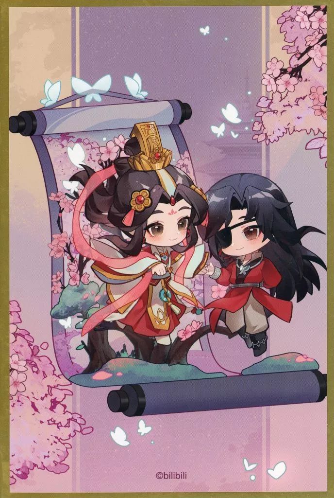 中古】紙製品 謝憐＆花城 仙楽浮絵 色紙 「天官賜福 謝憐＆花城