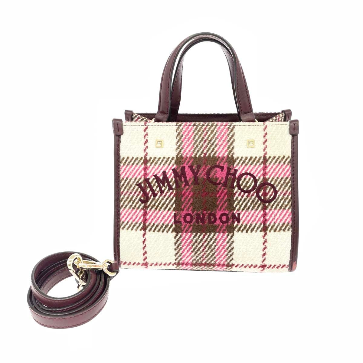 JIMMY CHOO ジミーチュウ ヴァレンヌ 2WAYバッグ ボルドー×ホワイト 