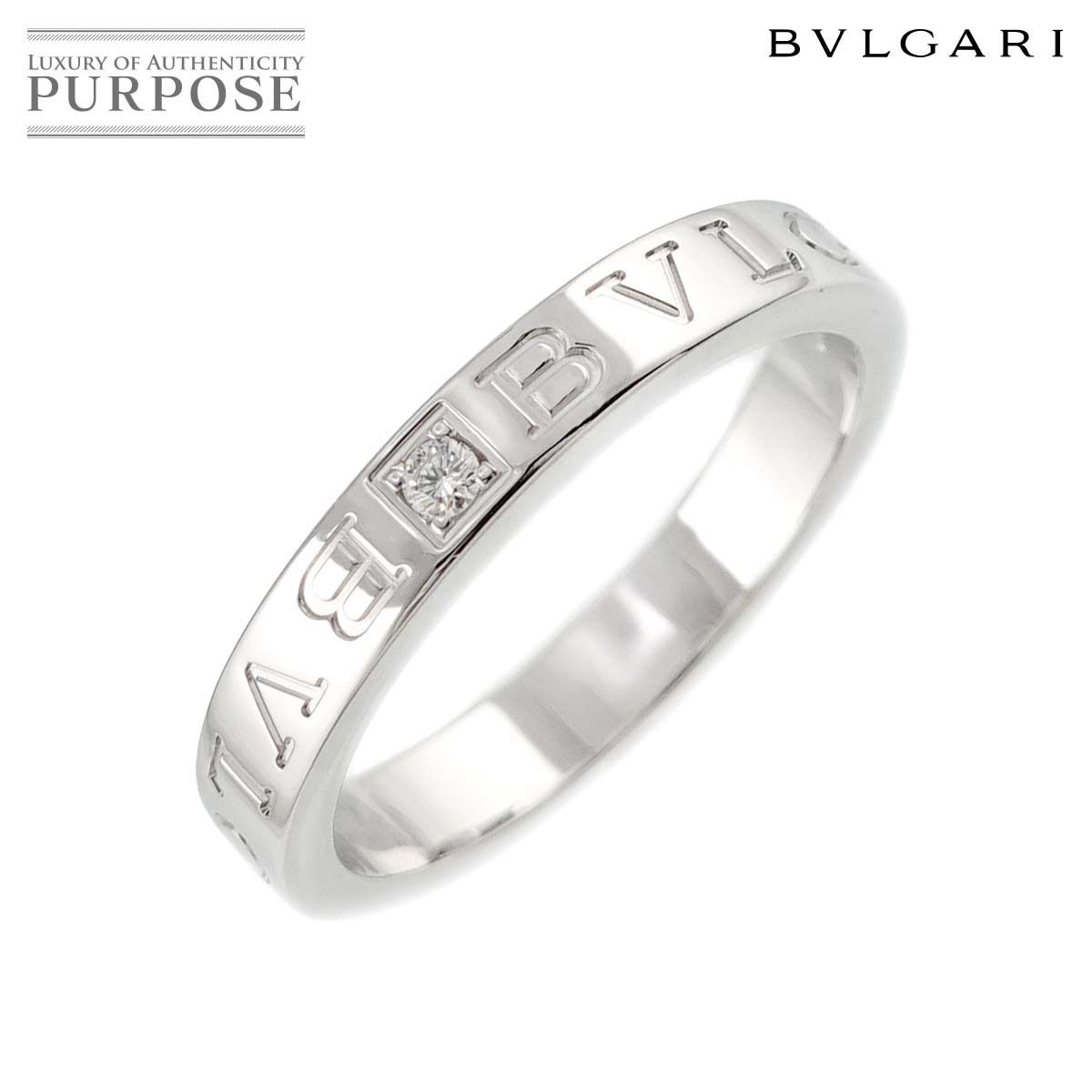 ブルガリ BVLGARI ダブル ロゴ 22.5号 リング ダイヤ 1P K18 WG