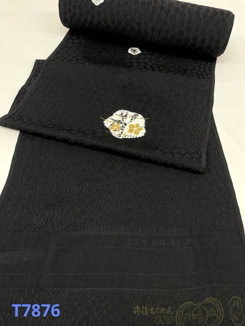 小紋 ふくれ織 紋意匠 絞り 黒地 正絹 反物 - メルカリ