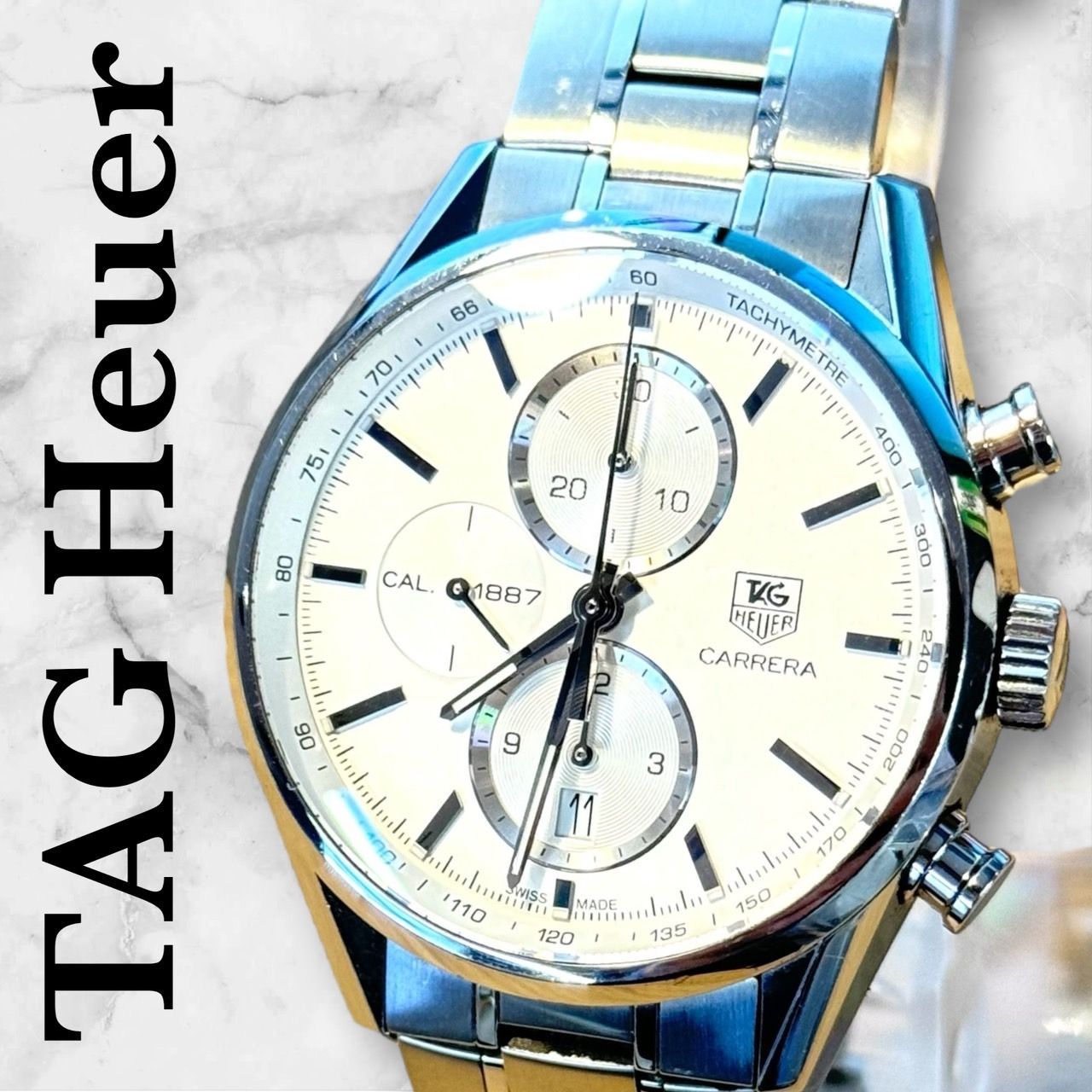 ☆美品 付属品完品☆ TAG Heuer タグホイヤー カレラ キャリバー1887 CAR2111 BA0724 ホワイト 白文字盤 オートマ  自動巻き メンズ腕時計 - メルカリ