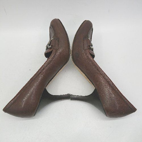 【即決】BALLY バリー パンプス ブラウン系 レディース 36 na1706a BALLY GABRYELLE ⁄ バリー リボン 牛革 ハイヒール レッドブラウン 赤