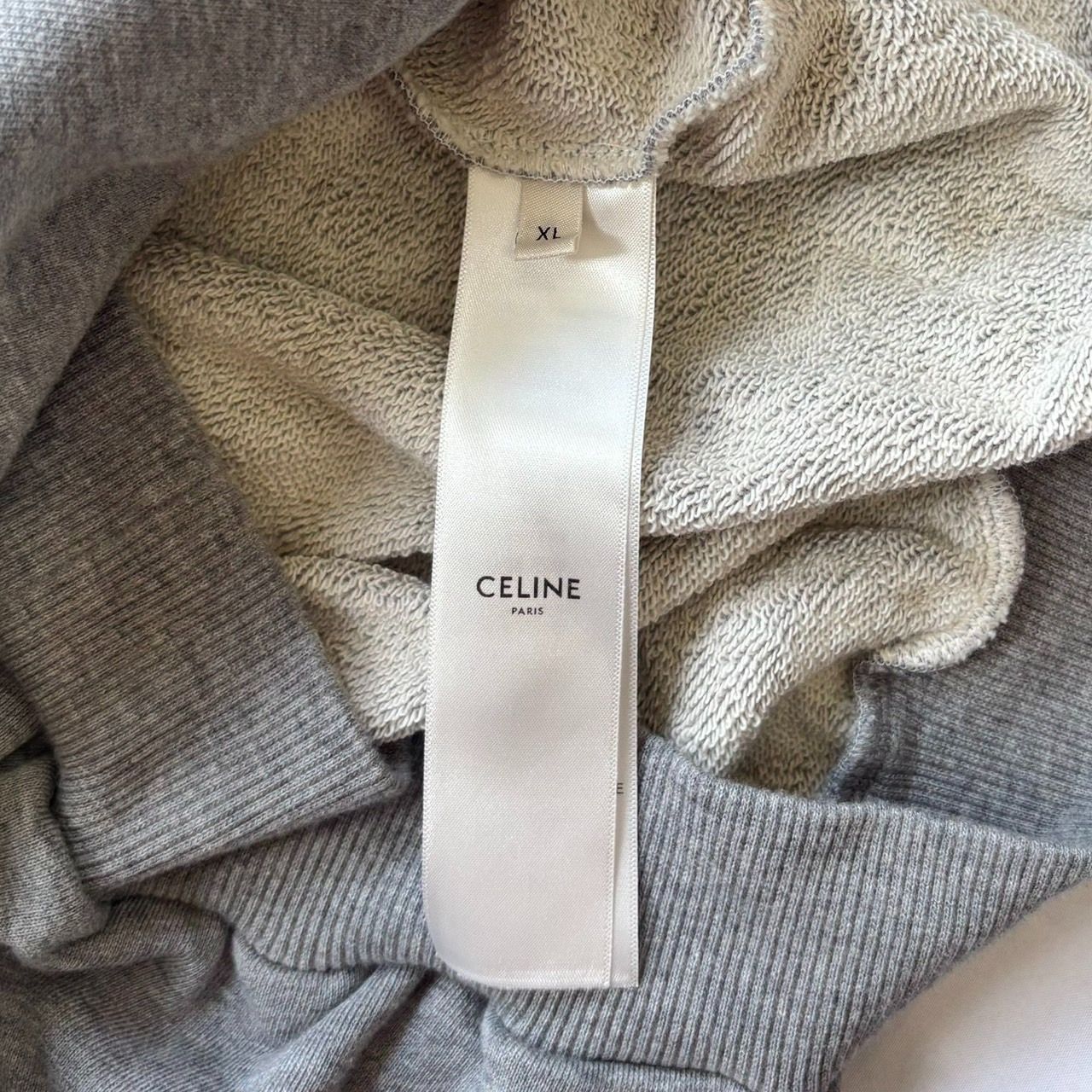 CELINE ライトグレー フーディー コットンフリース CELINE ライトグレー フーディー コットンフリース