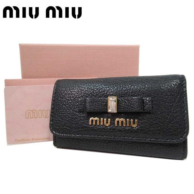 ミュウミュウ キーケース MIU MIU 5PG222 NERO リボン/新品 - cecati92