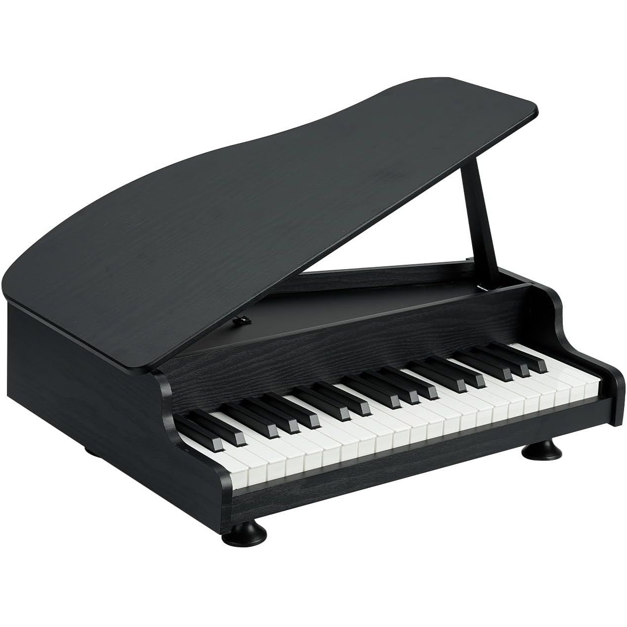 AORTD ミニピアノ 37鍵盤 木製 グランドピアノ 電子ピアノ 子供用 おもちゃ 楽器 玩具 赤ちゃん ベビー 音楽知育 ギフト プレゼント P-37 ブラック