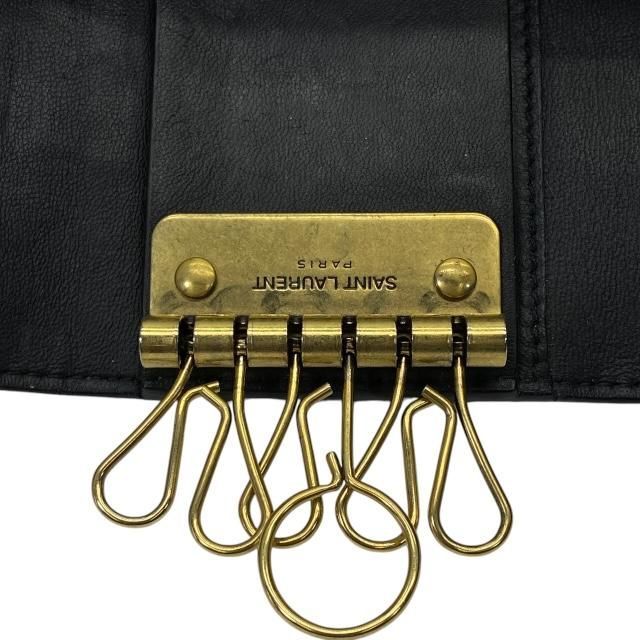 サンローラン 6連 キーケース キーフック ロゴ クロコ型押しレザー ブラック SAINT LAURENT サンローラン 654227 6連 キーケース キーフック ロゴ