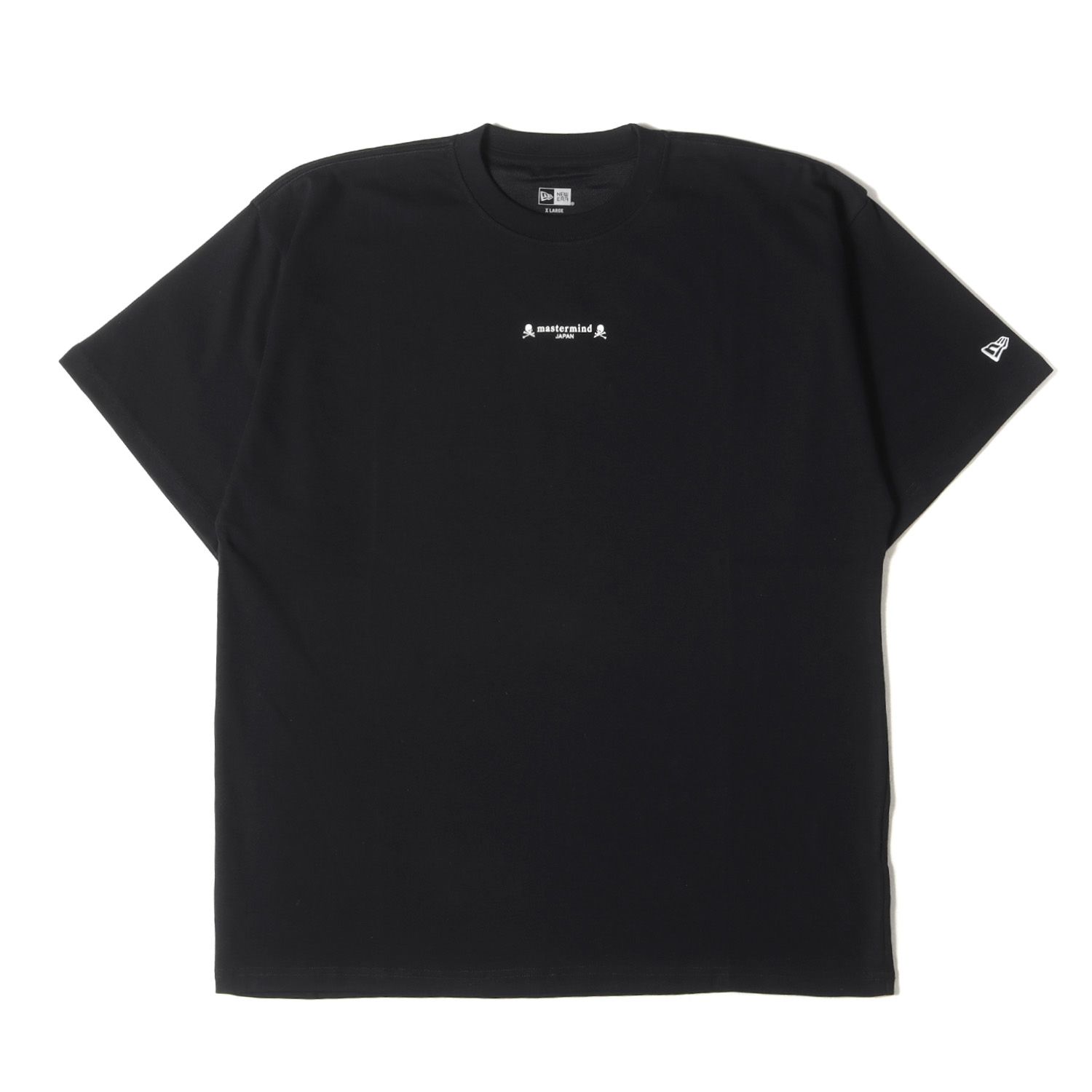 新品 mastermind JAPAN マスターマインドジャパン Tシャツ サイズ:XL 24AW NEW ERA オーバーサイズ ジャージー クルーネック Tシャツ (S/S OS P TEE) ブラック 黒 トップス カットソー コラボ【メンズ】