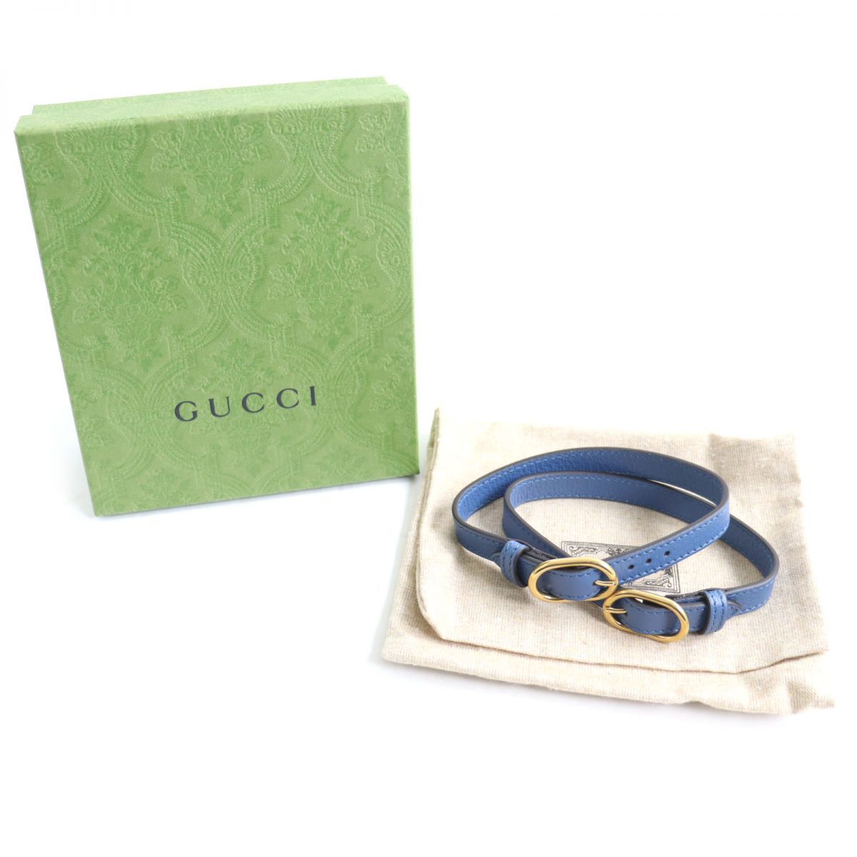 極美品◇GUCCI グッチ 670548 バンブーハンドル レザーベルト/革ベルト スモールサイズ ブルー 箱・保存袋付き - メルカリ