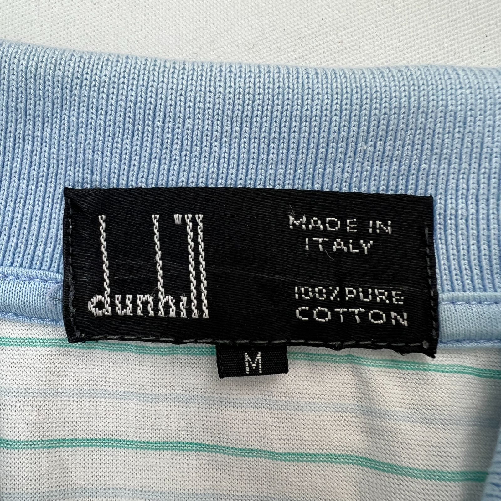 ダンヒル DUNHILL ホワイト 横 ストライプ シャツ ポロシャツ