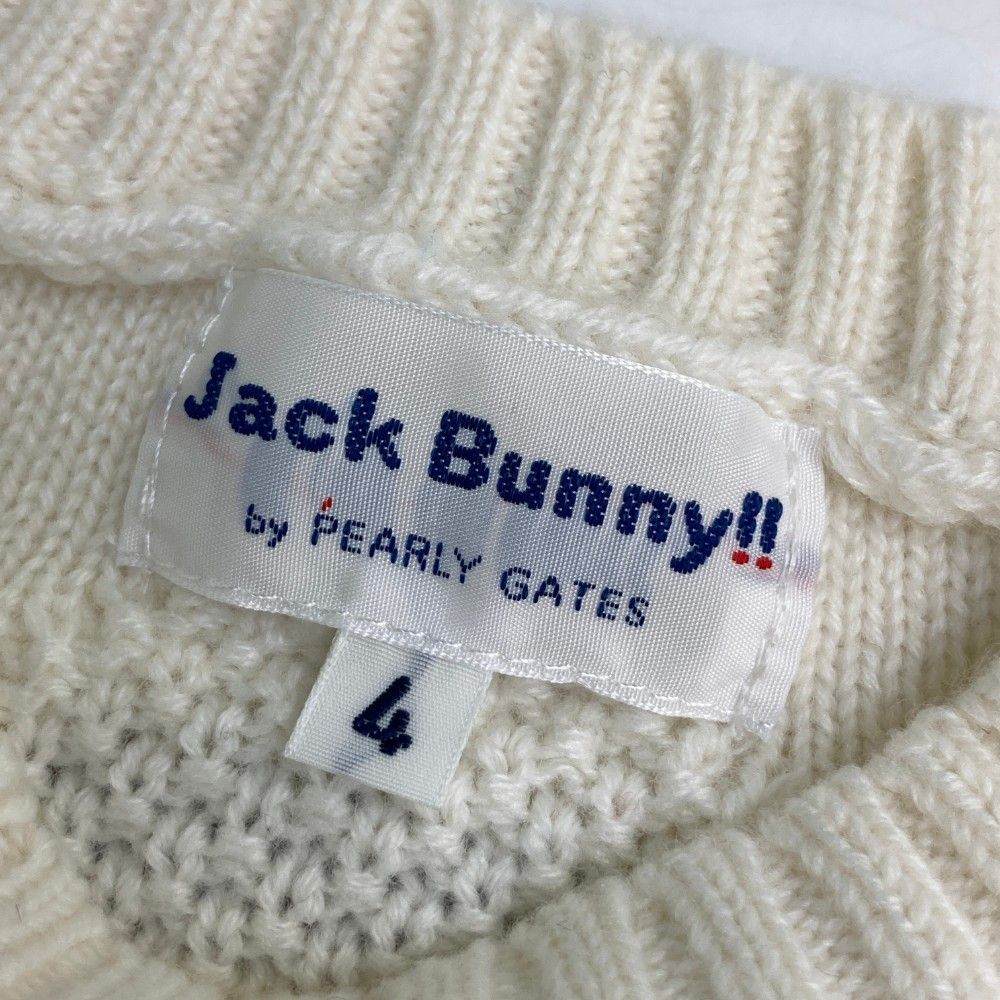 サイズ：4 JACK BUNNY ジャックバニー  柄切替 長袖ニットセーター  ホワイト系 [240101449228] ゴルフウェア メンズ ストスト サイズ：4 JACK BUNNY ジャックバニー 柄切替 長袖ニット
