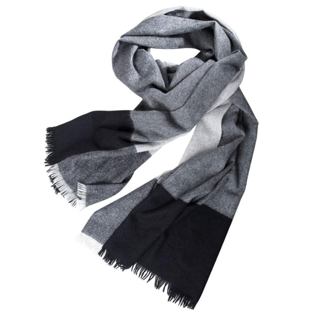 【色名: チェック・グレー】100%ウール 秋冬 厚手 マフラー 防寒 首元温か