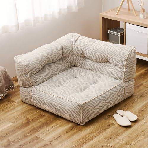 大 連結できる 単品 綿 ズレ防止付き 約80×80×50cm グレー レトア コーナー ポケット付き ローソファ ソファ 萩原
